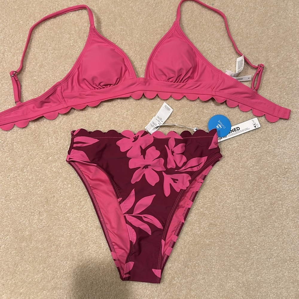 Women’s CUPSHE Bikini, Pink & Floral, Size S